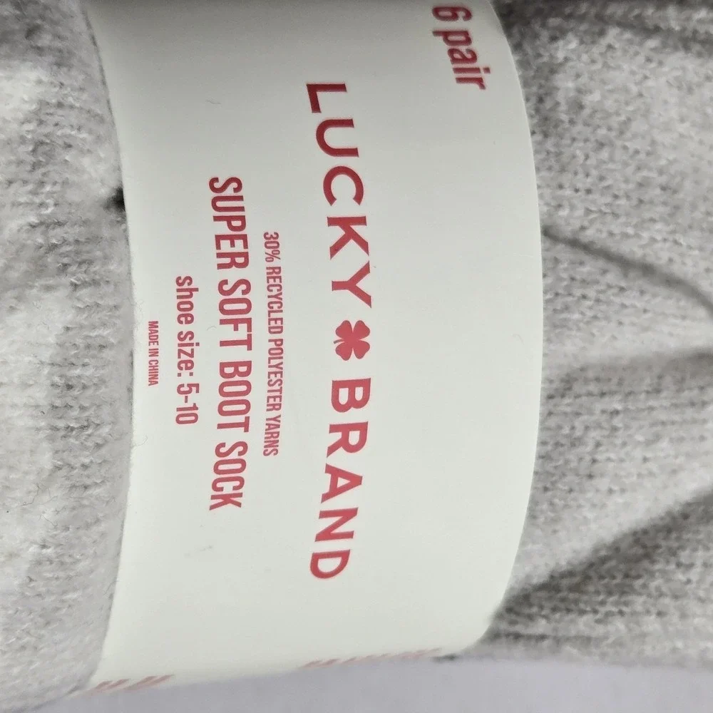 Lucky Brand Women Socks 5-10‎ Black White Gray Super Soft Boot Sock Knit NWT